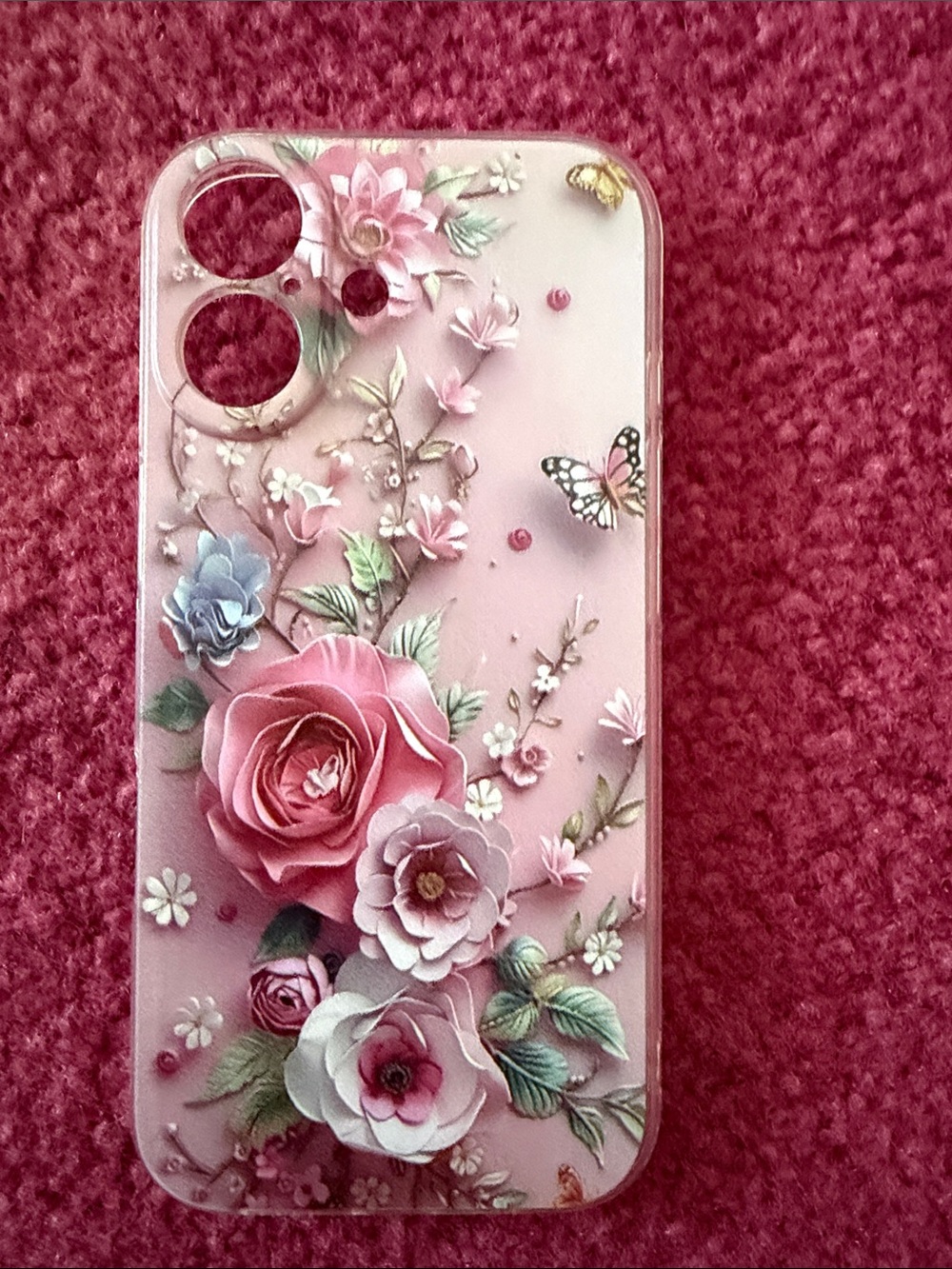 Floral Pink Decorative Phone Case - Compatible Cell Phone Accessory